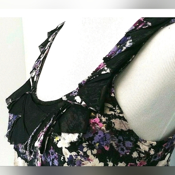 Y2K fairy whimsigoth, Sleeveless Purple Floral, black netting, size S ELLE - Picture 4 of 7